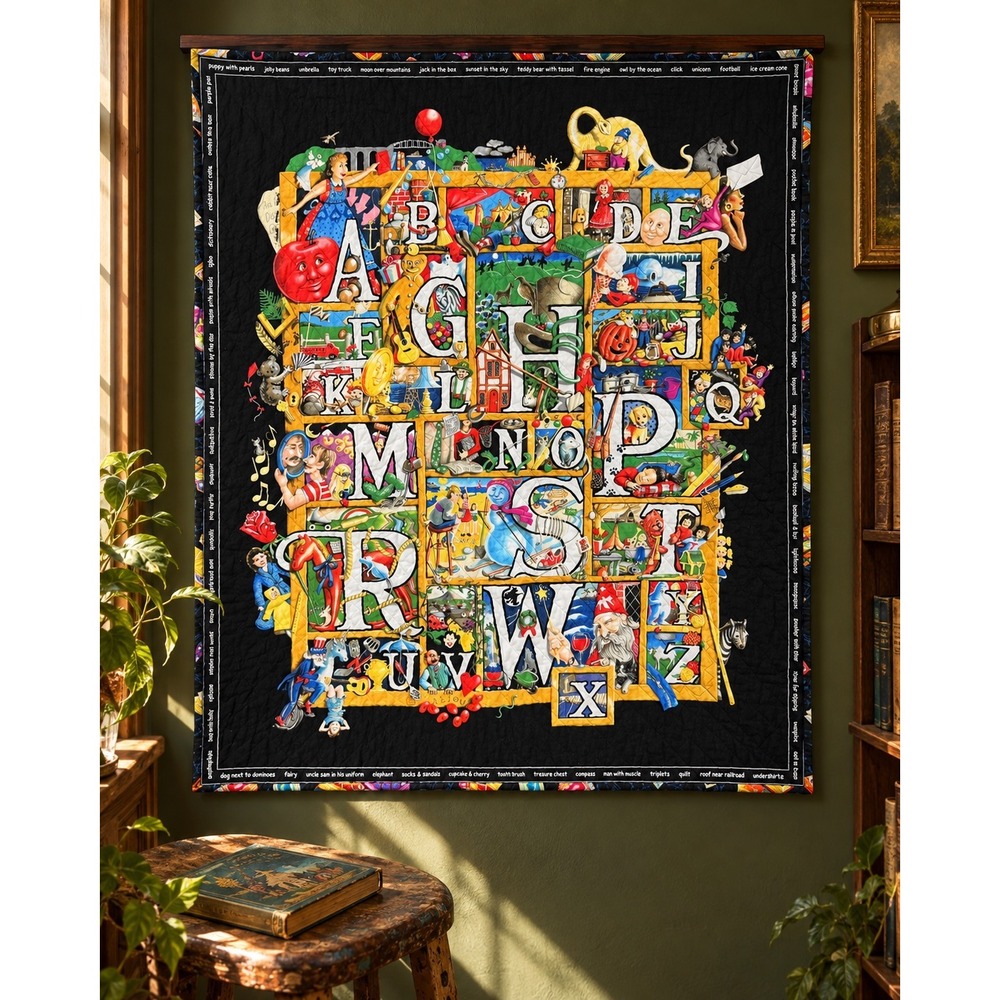 Laura Seeley Shadowbox Hunt I Spy Alphabet Quilt 40x32
